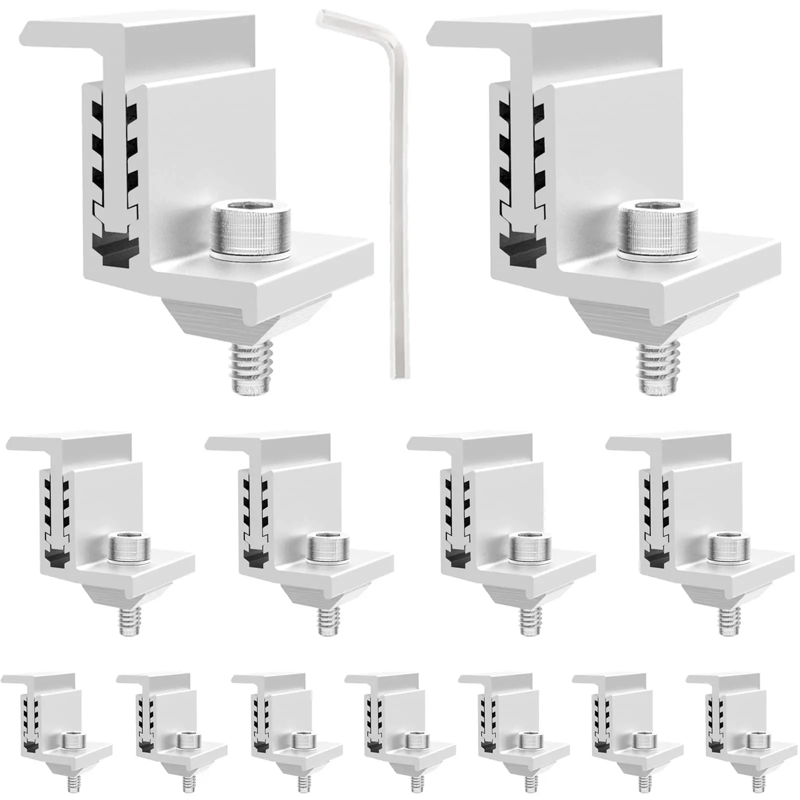 Solar Panel System Install Accessories Z Brackets Solar Panel End Clamps with Nuts and Bolts,Adjustable Aluminum Mounting kit