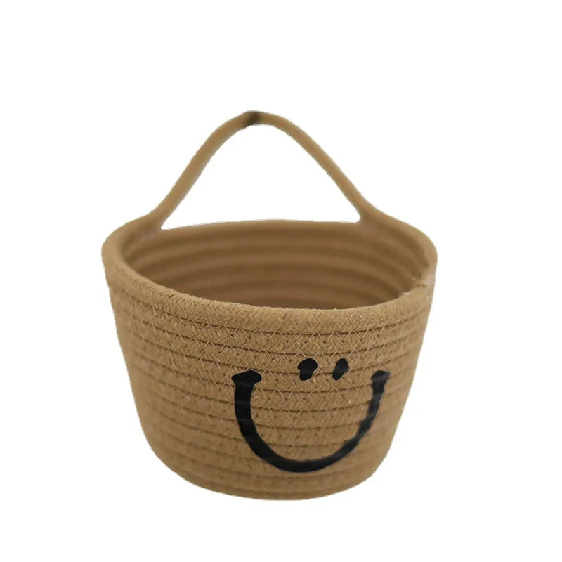 Custom Nordic wind woven storage basket can be hung wall rattan basket household cosmetics storage basket