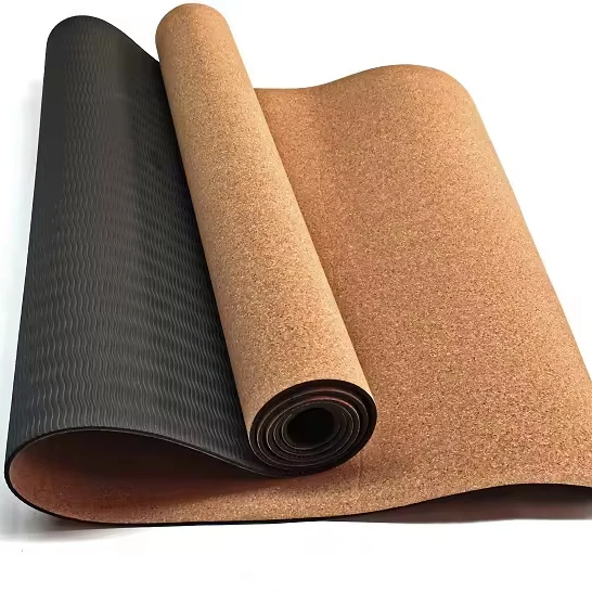 Customized Thick 6mm Anti-skid And Shock Absorption Moisture Water Resistance TPE Anti Slip Cork Yoga Mat