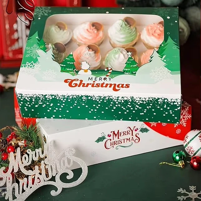Christmas small cheese mousse cake box Large mooncake box Snow Plum Window donut bread box