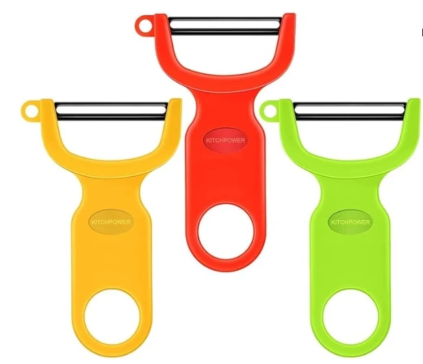 Original Vegetable Fruit Peeler Carbon Steel Blade 3 Pack Red/Green/Yellow