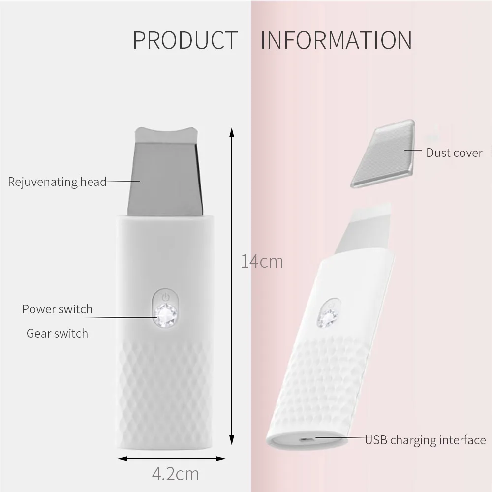 Skin Scrubber, Blackhead Removal, Rechargeable Face Cleaning, Moisturizing, Lifting, Facial Skin Scrubber Beauty Machine