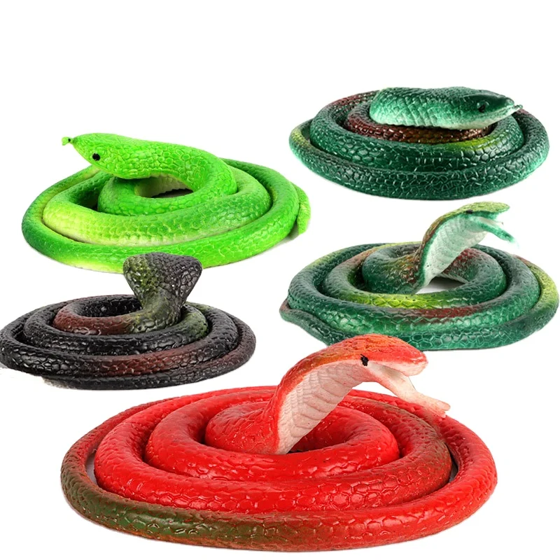 Colorful Rubber Snakes Realistic Halloween Animal Black Snake Toys for Garden Props to Scare Birds Squirrels, Mice, Pranks Stuff