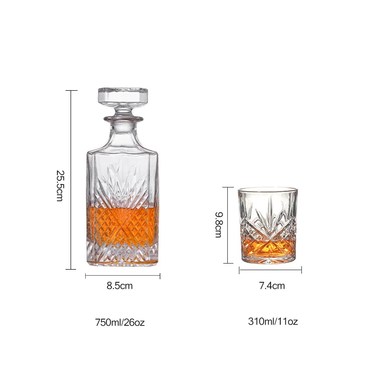Wholesale 750ml/26oz Whiskey Glasses & Whiskey Decanter Set With Gift Box