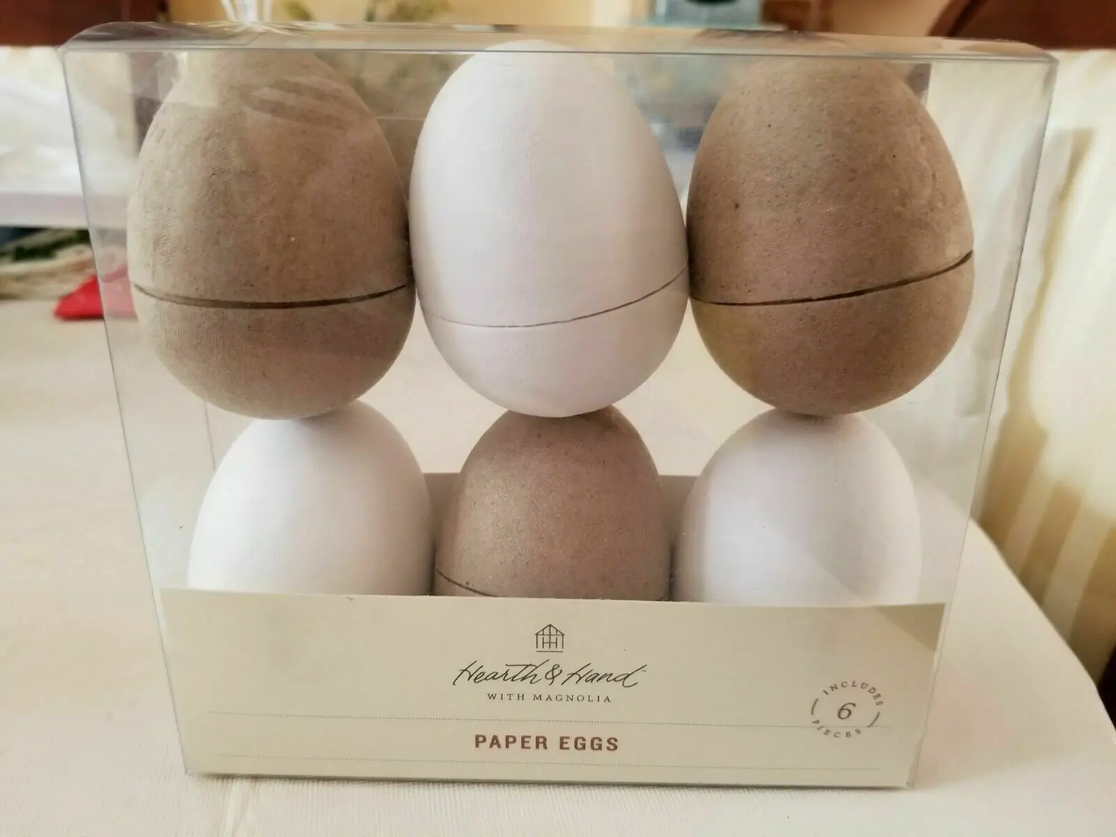 Custom Brown & White Small Easter Paper Mache Egg