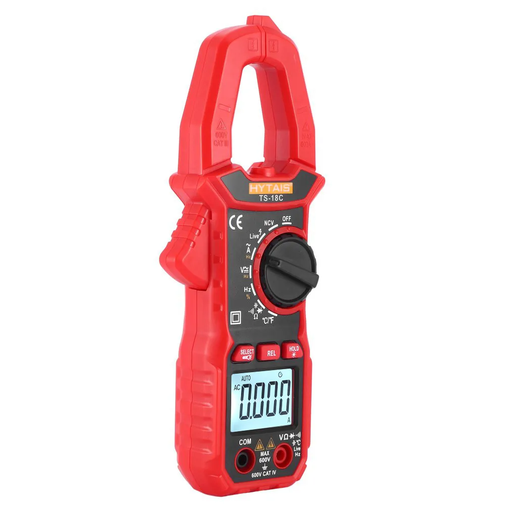 TS18C Digital Clamp Meter Dc Ac Voltage Tongs Resistance Amp Ohm Tester