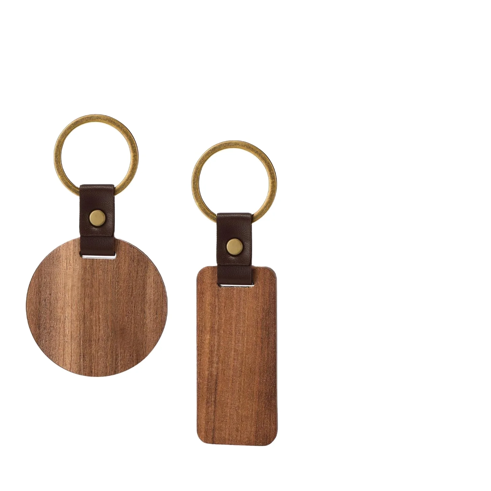 Creative Black Walnut Wood Keychain with Laser Engraved Beech UV Printed Logo Plastic Pendant for Keys folding fan custom DIY