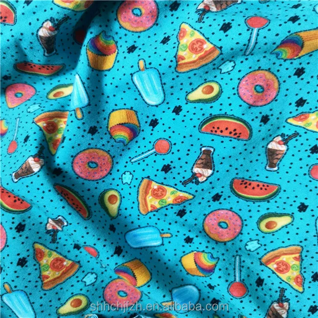180gsm Cotton Elastane Printed Fabric 95% Cotton Spandex OEM Print Fruit Cotton Fabric Custom Watermelon Summer Printed Fabric