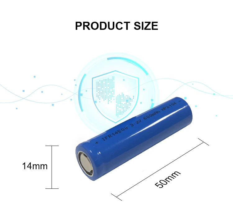YIGAOS rechargeable lifepo4 14500 battery Lithium iron phosphate battery IFR14500 3.2V 600mAh for led battery