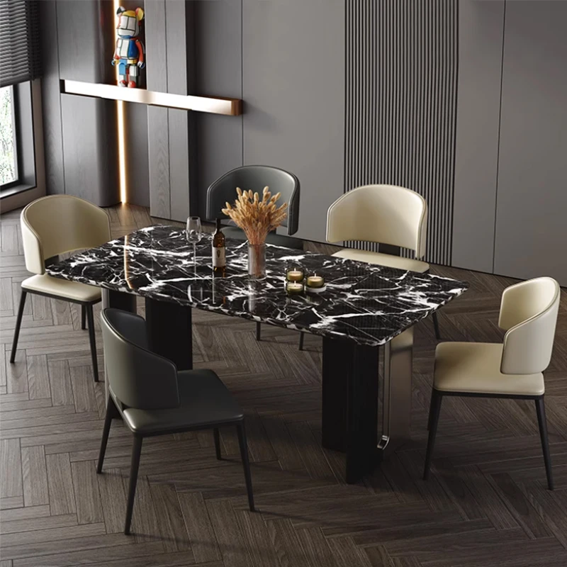 SUKU Italian light luxury stone table Rectangular table modern universal style minimalist marble table