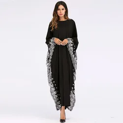 MXCHAN SJH2045 dubai maxi size black embroidered lace kaftan abaya muslim dresses kaftan lace abaya