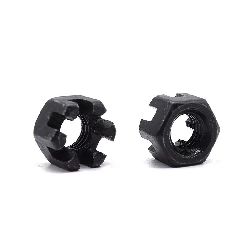 OEM Customized Services Good Quality Carbon Steel Black Slotted Hex Castle Nut