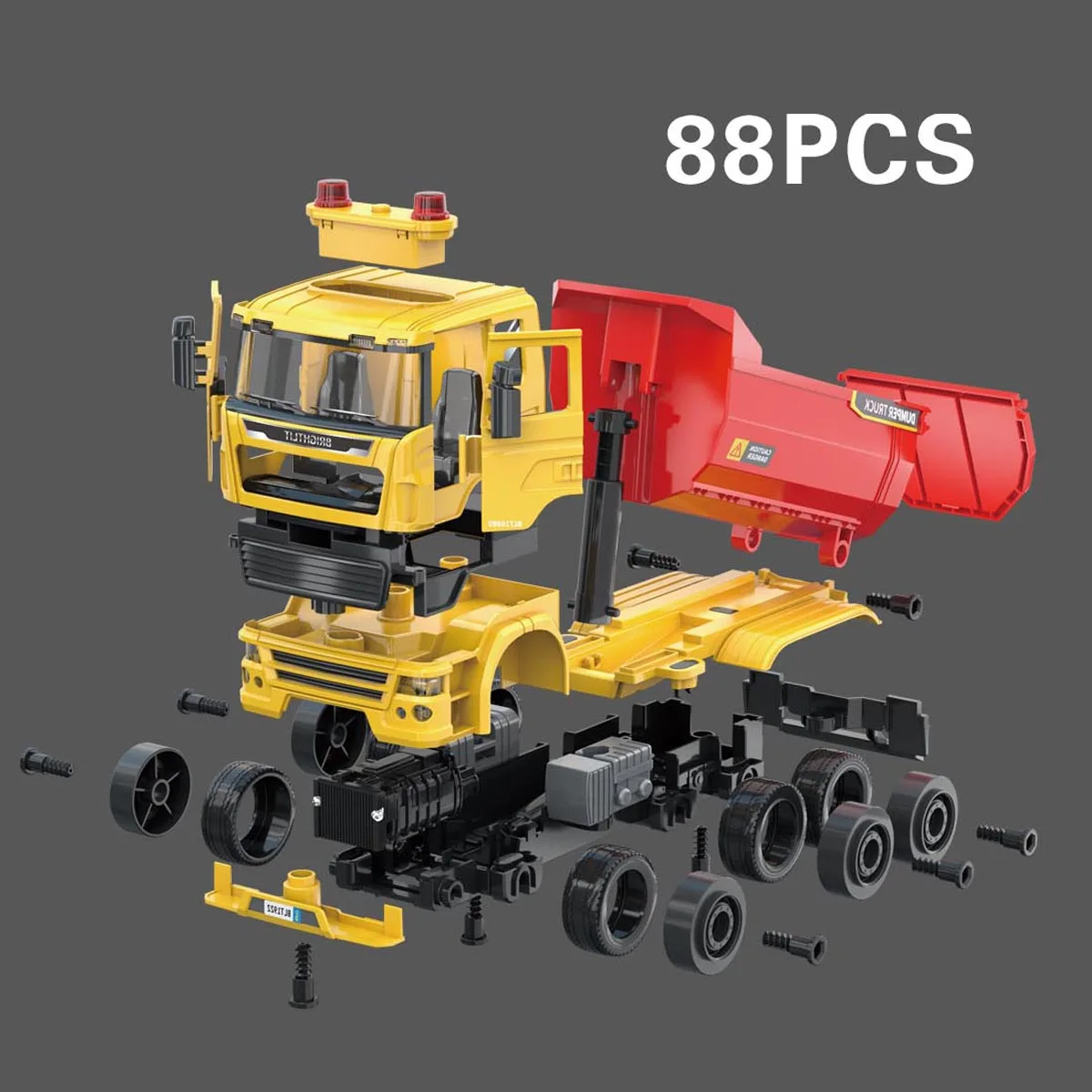 new diy toy wholesale 1/22  assembly dump  truck toy with flashing  lights and sound intelligent toy