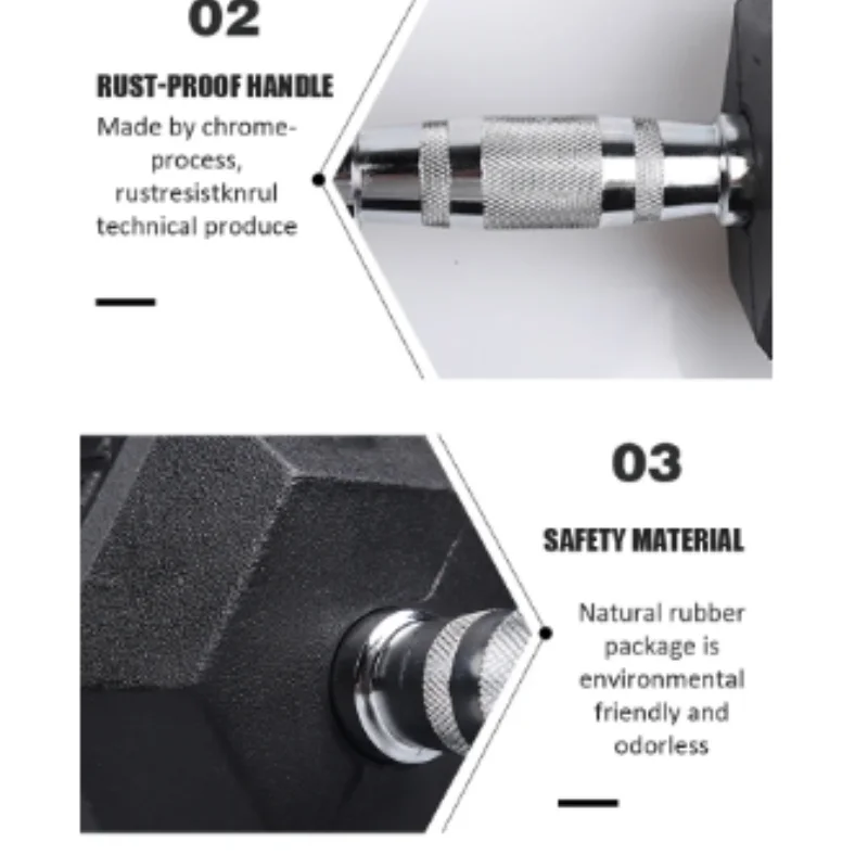 Wholesale manufacturer Home Use Free Weights Black Rubber Coated Cast Iron Hex Dumbbell Set For Gym Free Weight Training