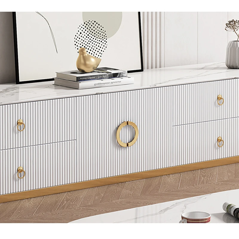 Living Room Furniture Tempered Glass Tv Stand Cabinet Set With 3 Large Drawers For The Bedroom