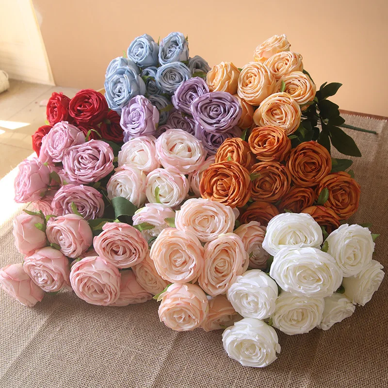 High quality artificial flowers rose buds preserved rose dome decoration background flower heads wholesales silk flowers wedding