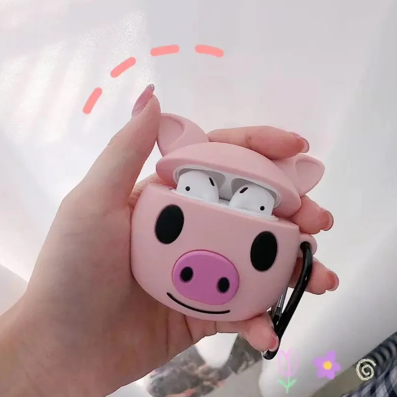 Factory direct cartoon pink Pig nose earphone silicone protector for airpods