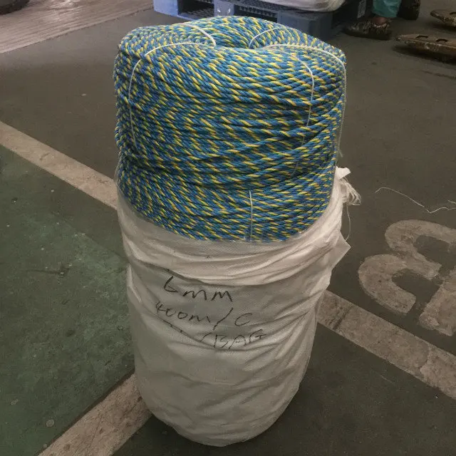 6mm Polypropylene PP Twisted Rope Cable Filler Plastic Split Film Yarn Blue Wooden Reel Telstra Rope