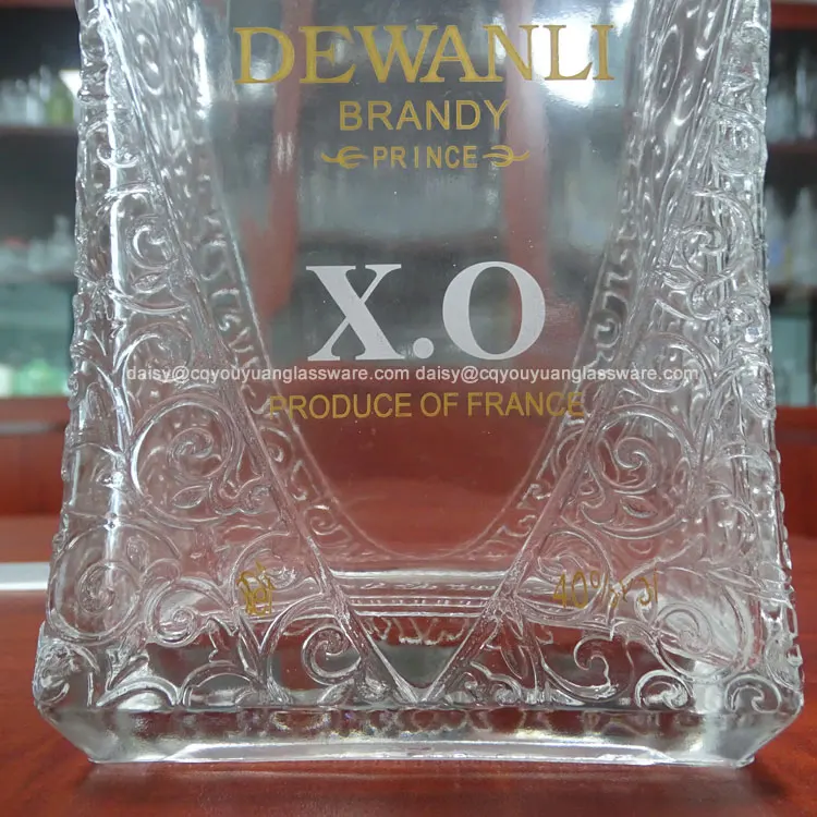 700ml engraved logo glass XO VSOP bottle for brandy