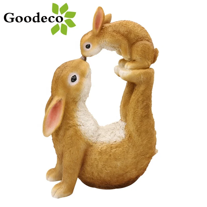 Goodeco Outdoor Sculpture Resin Rabbit Family Ornament Bunny Figurine Family Rabbit Statue
