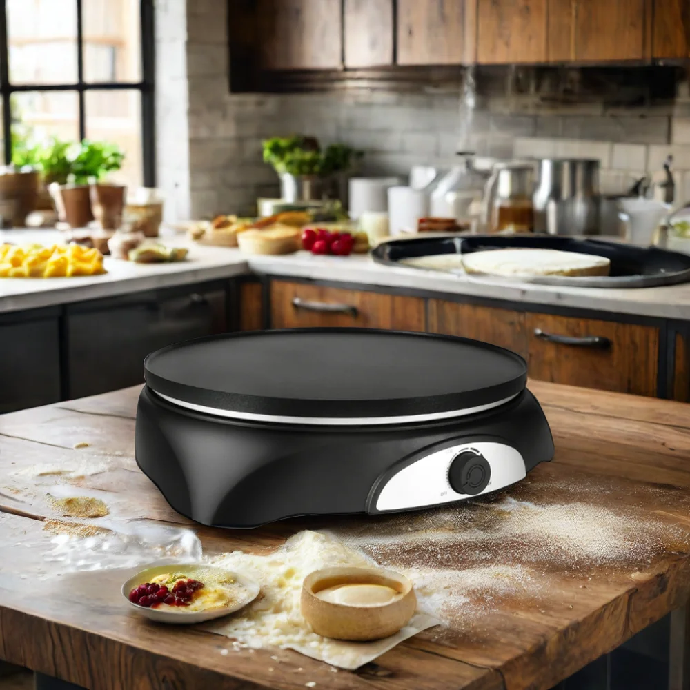 Hot sale Electric Crepe Maker with detachable plates Pancake Makers reversible double face used Crepe pan