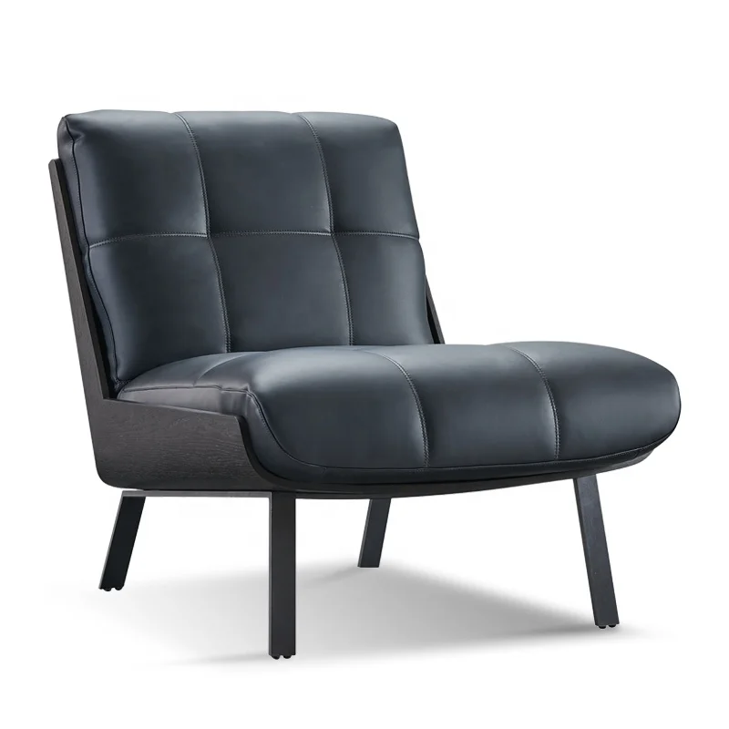 2022 luxury genuine leather lounge chair villa side chairs single sofa chairs for lounge living room