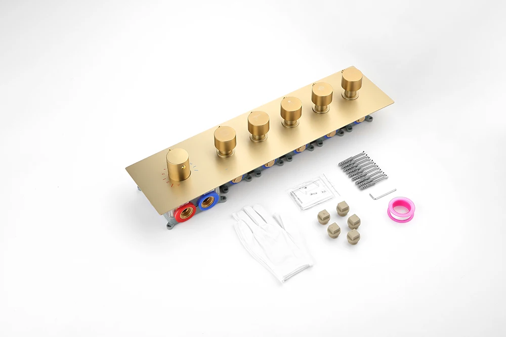 Chrome/Black/Gold Shower Valve Body  Thermostatic Control Switch Brass Mian Body  Five-function rotary switch