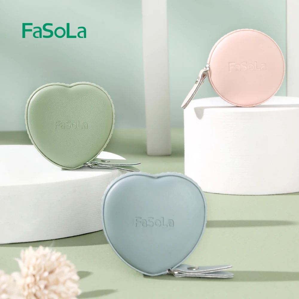 FaSoLa  1.5M Heart Shape PU Soft Tape Measure Double Scale Body Sewing Flexible Ruler Retractable Ruler with Push Button