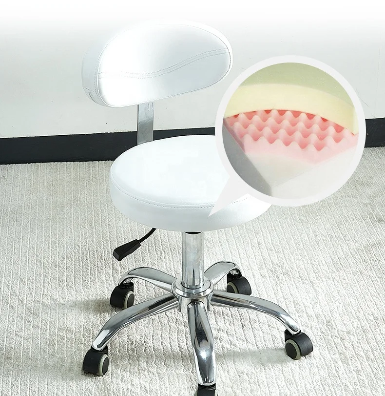 Height Adjustable Leather Easy to Clean Swivel Gas Lift Manicure Hair Salon Chair with wheel-Adjustable