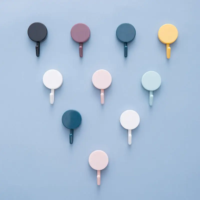 Adhesive Hooks for Hanging Heavy Duty Wall Self Sticky Waterproof Colorful Hook for Keys Workshop Door