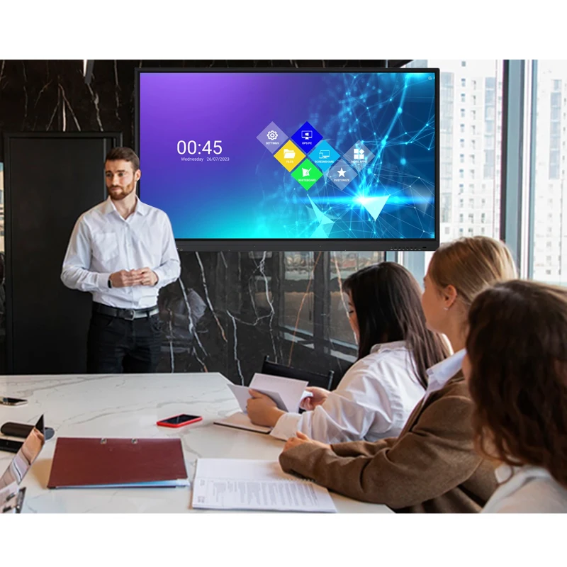 Smooth Writing Wireless screen sharing 120hz Android 14 Interactive Touchscreen Display 75 Inch Interactive Boards For Schools