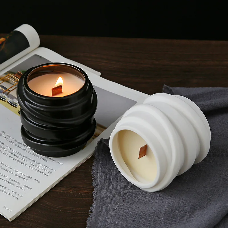 Wholesale Unique Irregular Shape Matte Ceramic Jar Empty Candle Container for Candle Making Luxury Candle Jar