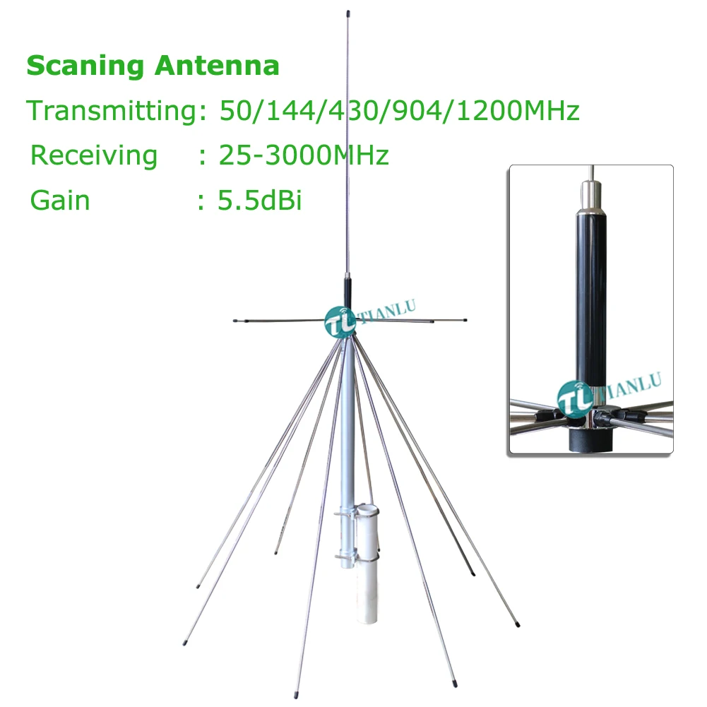 Широкополосная широкополосная сканирующая антенна 25-3000 мГц сканер Discone Базовая антенна