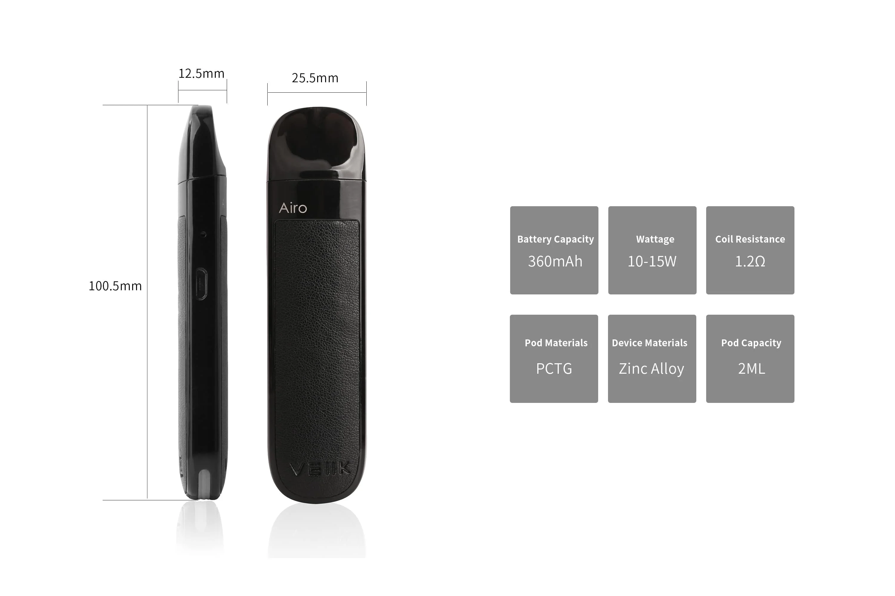 
Electronic cigarettes open pod system VEIIK AIRO bestseller small vape built in 500mAh battery 1.2ohm 2ml refillable vape pod 