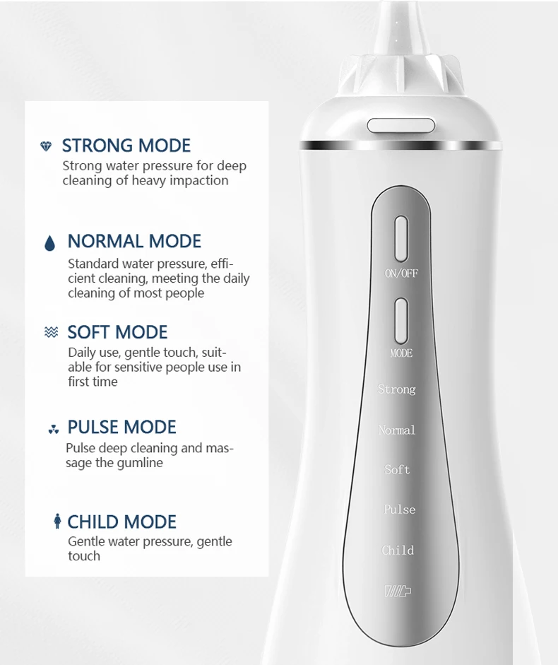 5 Working Modes Portable Oral Water Jet Flosser Electronic Oral Irrigator USB Rechargeable Water Floss