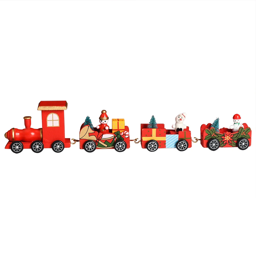 2020 Wholesale Little Train Sets Wooden Christmas Decoration Supplies Ornaments Kids Toy Gifts for Table and Home