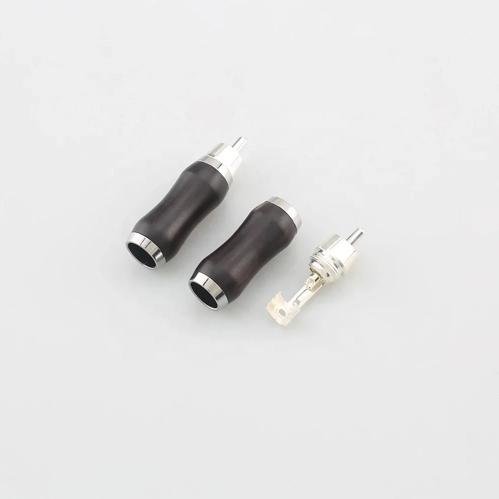 Audiocrast WR1102S Silver Plated Ebony Sandalwood RCA Rosewood Black Sandalwood Audio Plug High End RCA Cable Connector Plugs