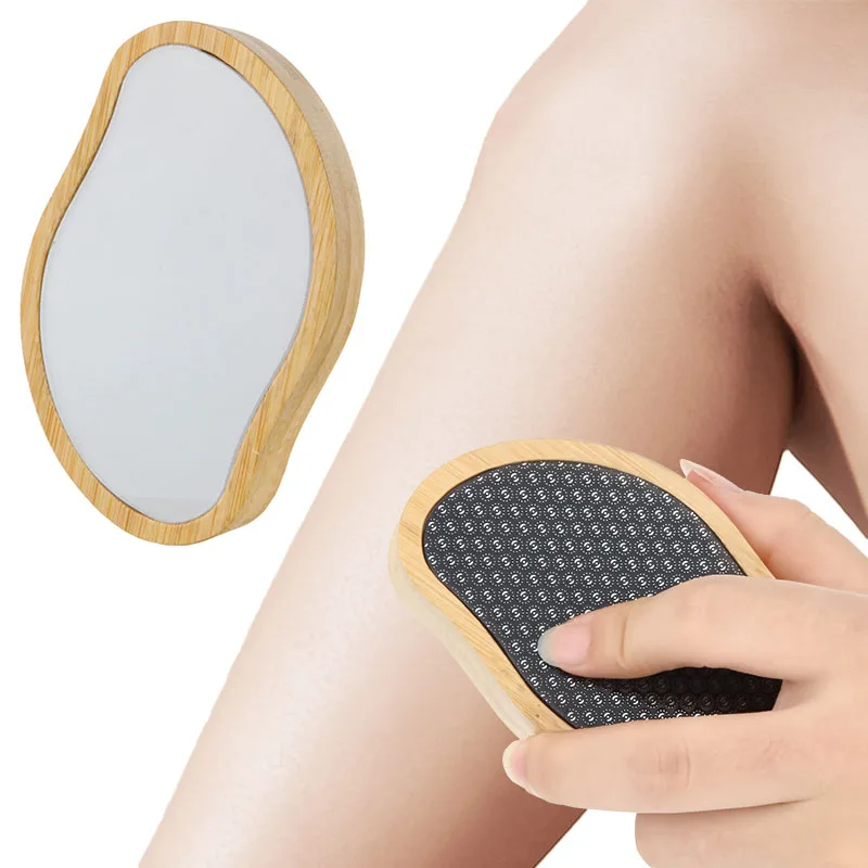 High Grade Pro Custom Laser Logo Nano Glass Foot File Bamboo Wooden Handle 2 In 1 Double Side Callus Remover Crystal Hair Eraser