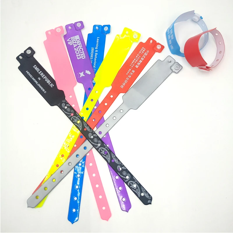 Factory Wholesale Promotion Activity Party Wedding Custom Disposable Waterproof PVC Vinyl Wide Face Wristband VIP Bracelet