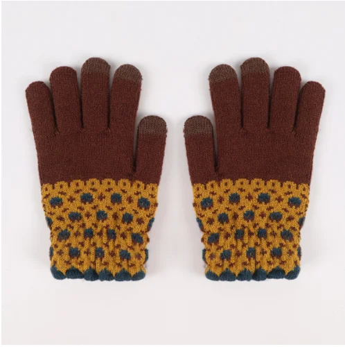 Custom Knitted Gloves for Winter Acrylic Thick Jacquard Women Gloves