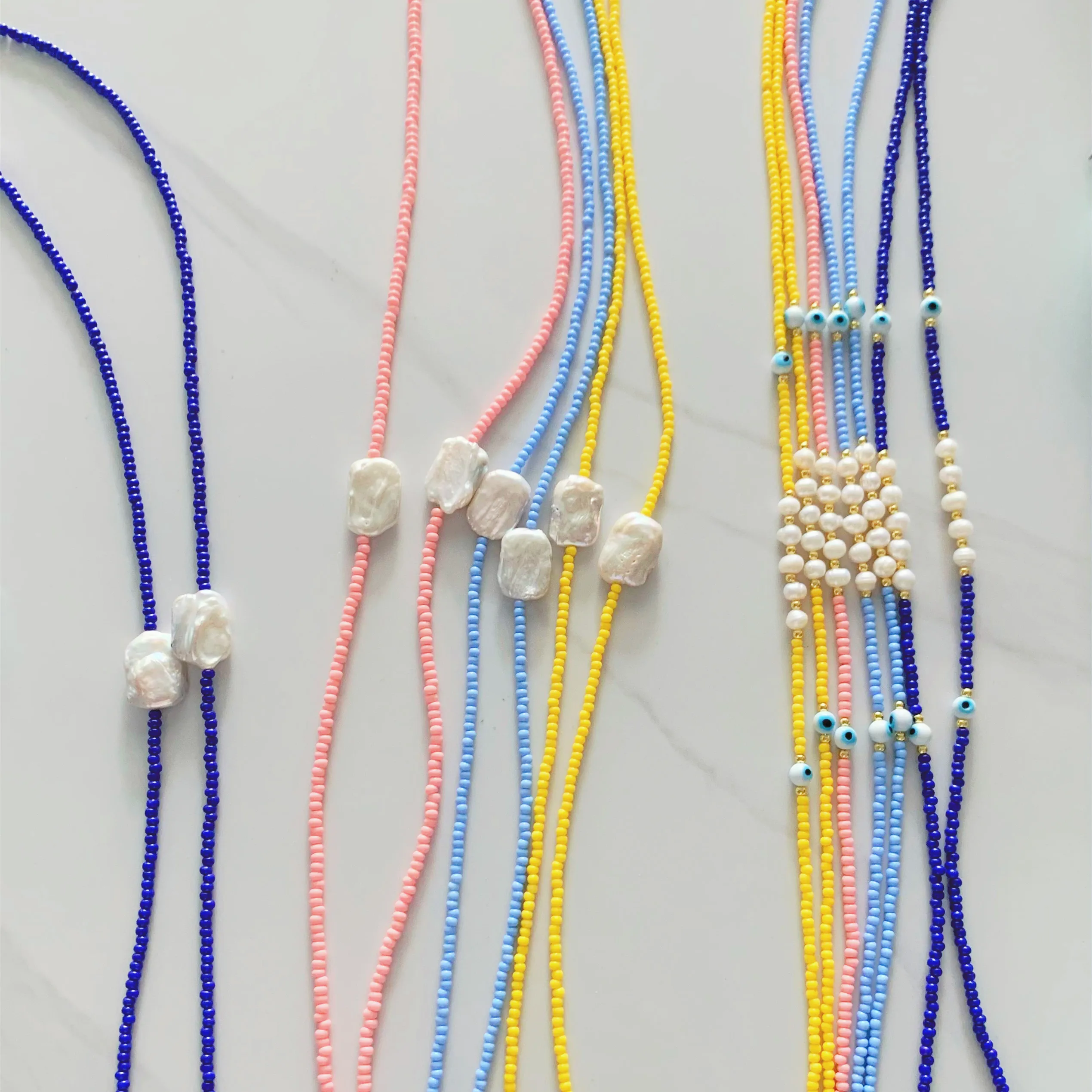 Handmade Colored Crystal Natural Stone Freshwater Pearl Beads Necklace Jewelry for Women