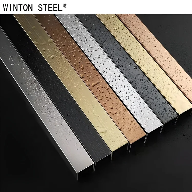 U Profile Edge Border Shaped Stainless Steel Decorative Strips Stainless Steel Ceramic Tile Trim For Wall Corner