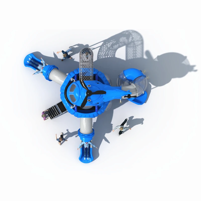 Easy to Clean Shopping Malls Sports Facility Impact-resistant Adventure Play Equipment Blue outdoor slide