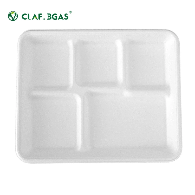 Eco-friendly Degradable Naturally degradable biodegradable 5 com disposable bagasse pulp food tray
