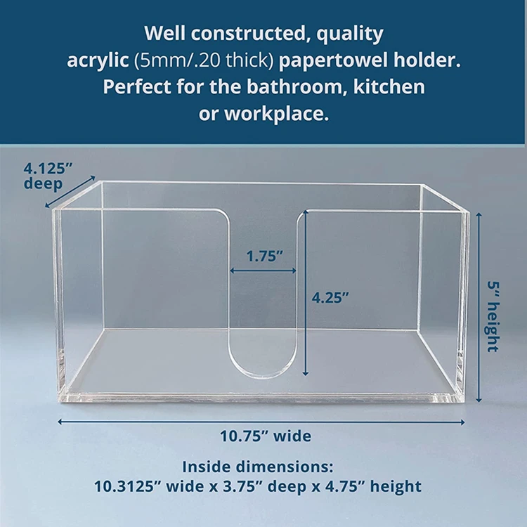Paper Towel Holder Dispenser Bathroom, Kitchen Countertop Acrylic Napkin Holder for C-Fold, Z-Fold, Trifold Disposable Napkins