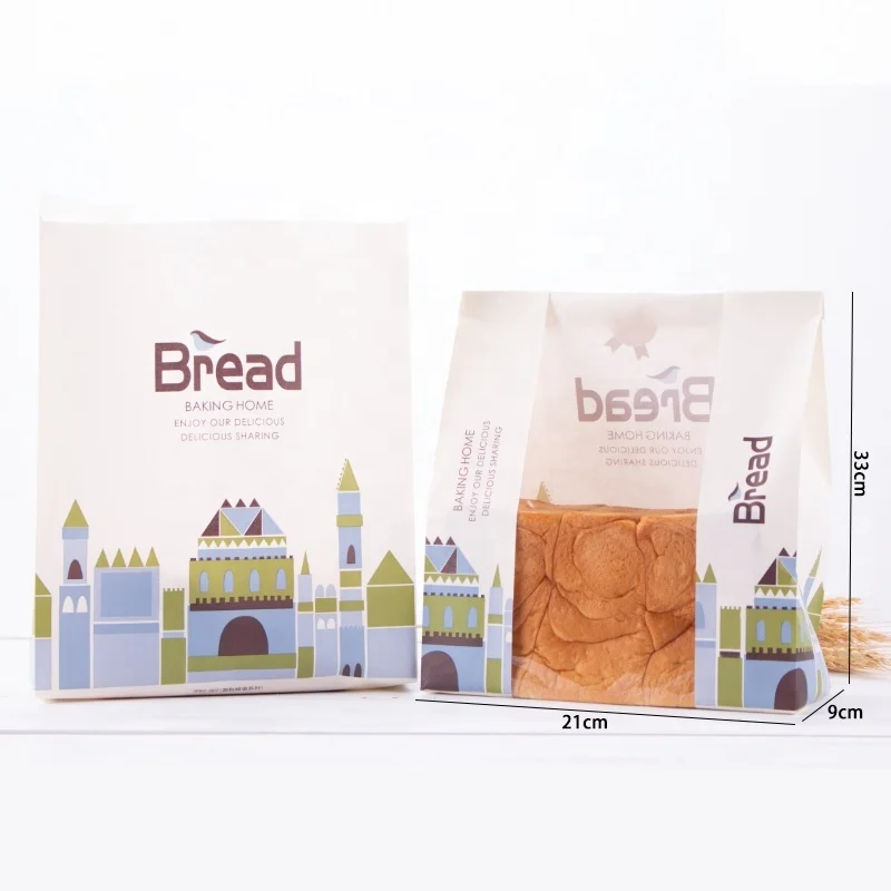 
Kraft Paper Bread Clear Avoid Oil Packing Baking Food Package Plastic Reusable Biscuit Cookies Self Standi Toast Bags 