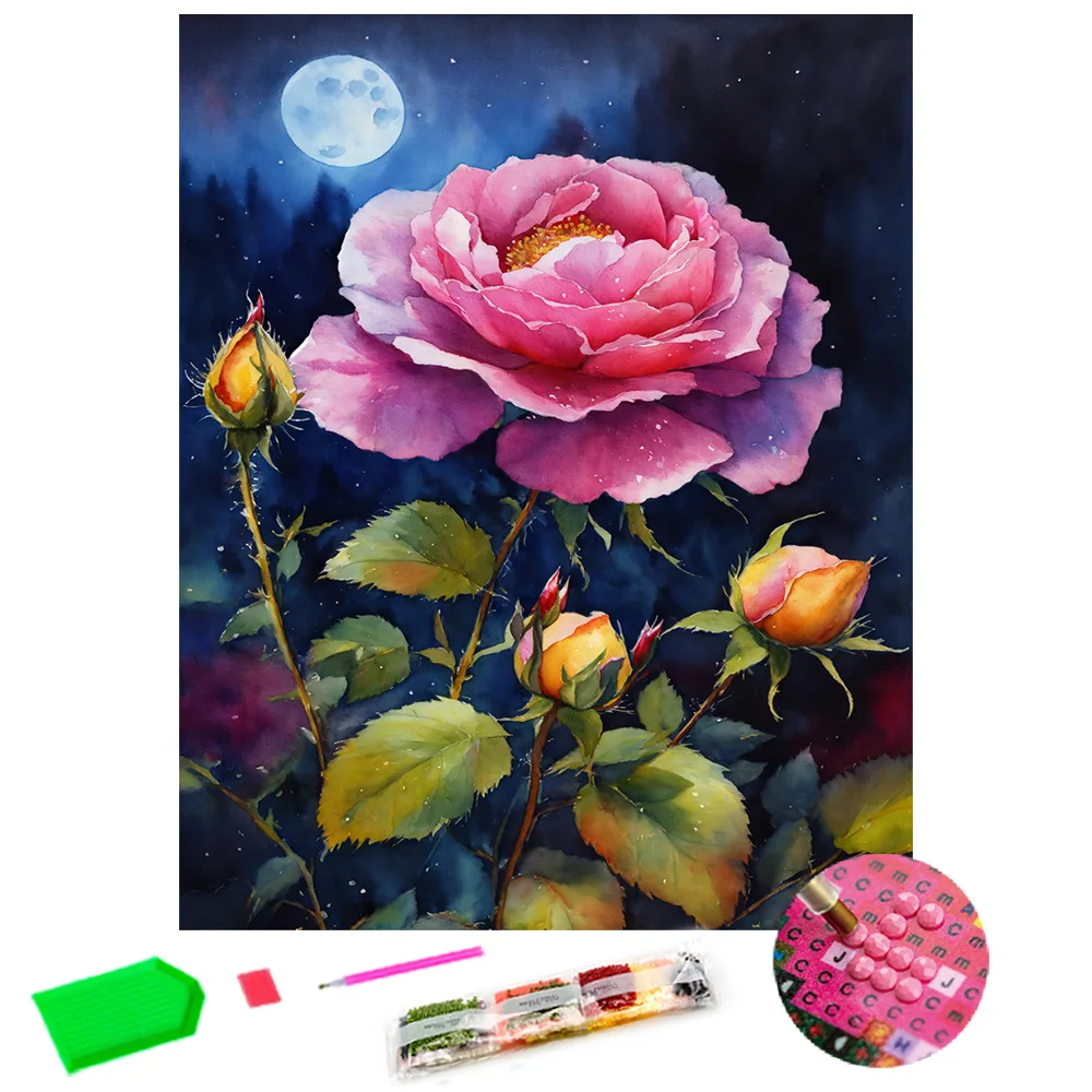 5D Diamond Painting Flowers Red Pink Purple Roses Rhinestones Modern Diamond Mosaic Personalized Gift Wall Decor