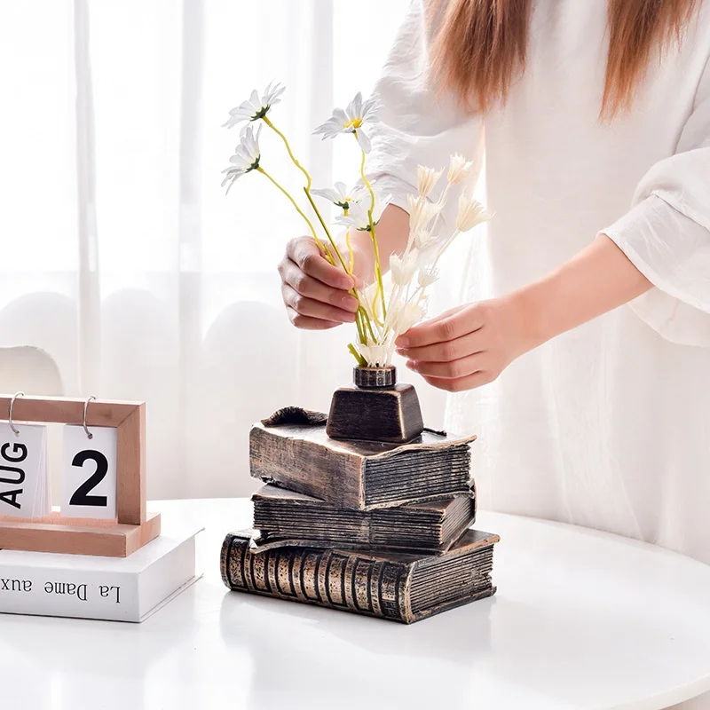 Nordic crafts simulation book decoration resin dried flower vase