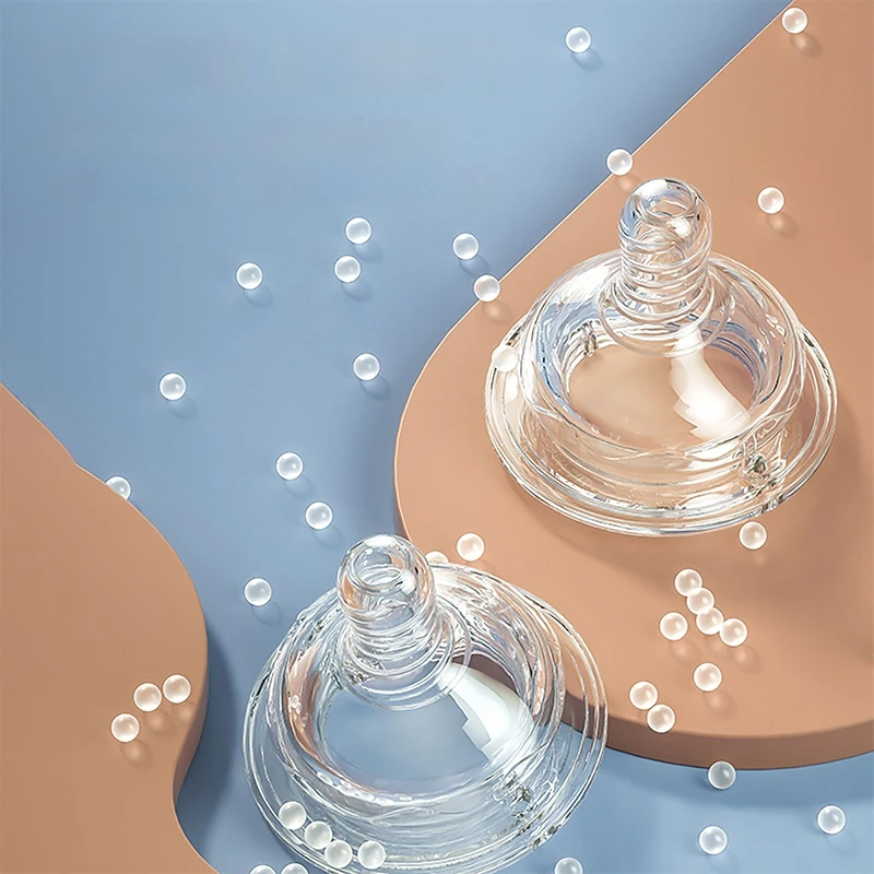 Hot sell Food Grade Baby Nipple Wide Neck Transparent Soft Feeding Silicone Newborn liquid Silica Gel  Milk Bottle Nipples 50mm