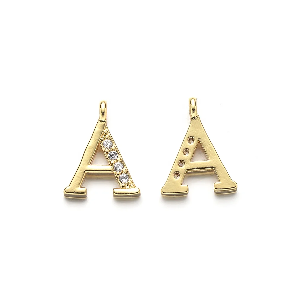 Cliobeads Gold Plated DIY Jewelry Charms CZ Letter Alphabet Pendants Charms